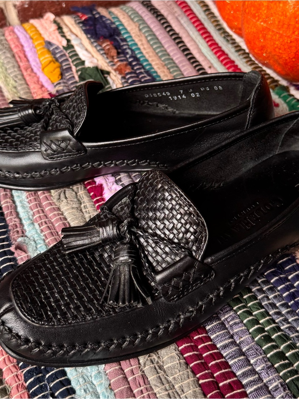 Cole Haan country Black Woven Leather Tassel Loafers - Picture 7 of 11